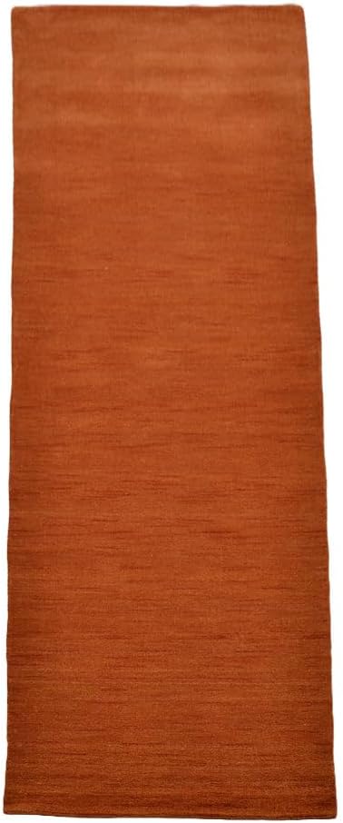 Hand Knotted Loom Wool ECO-Friendly Area Rugs - 2'6"x8', Runner, Orange Color, Solid Plain Design, High Pile Handmade Anti Skid Area Rugs for Living Room, Bed Room (L00111)