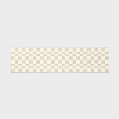 EVERGRACE Checkered Plaid Area Rug, Soft Fuzzy Faux Wool, 2x8, Washable Anti Slip Long Runner Carpet for Entryway, Bedroom, Living Room, Hallway, Kitchen, Dining Room and Laundry, Beige