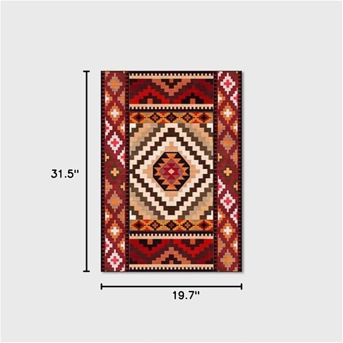 Vintage Boho Area Rugs Multicolor Ethnic Style Geometric Splicing Carpets Bedroom Living Room Kitchen Floor Mats Indoor Outdoor Non-Shedding Runner Rug Home Décor Carpet 1.6' X 2.6'