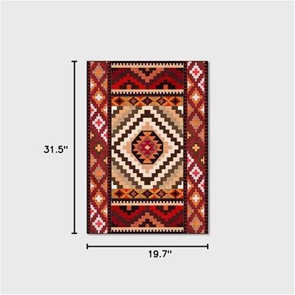 Vintage Boho Area Rugs Multicolor Ethnic Style Geometric Splicing Carpets Bedroom Living Room Kitchen Floor Mats Indoor Outdoor Non-Shedding Runner Rug Home Décor Carpet 1.6' X 2.6'