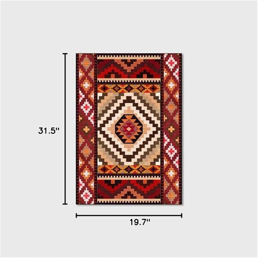 Vintage Boho Area Rugs Multicolor Ethnic Style Geometric Splicing Carpets Bedroom Living Room Kitchen Floor Mats Indoor Outdoor Non-Shedding Runner Rug Home Décor Carpet 1.6' X 2.6'