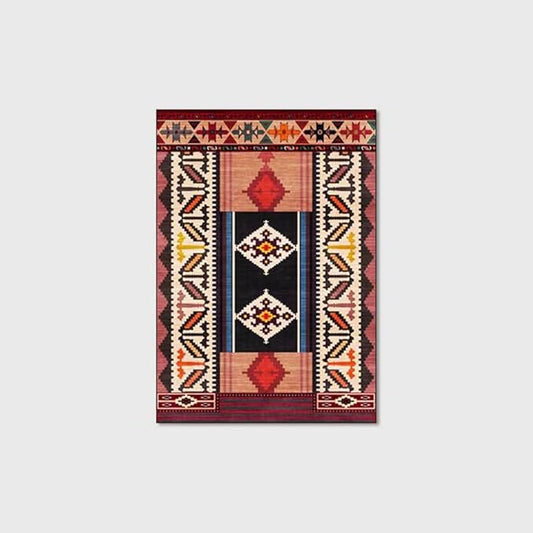 Vintage Boho Area Rugs Multicolor Ethnic Style Geometric Splicing Carpets Bedroom Living Room Kitchen Floor Mats Indoor Outdoor Non-Shedding Runner Rug Home Décor Carpet 2' X 9'