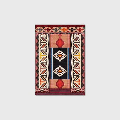 Vintage Boho Area Rugs Multicolor Ethnic Style Geometric Splicing Carpets Bedroom Living Room Kitchen Floor Mats Indoor Outdoor Non-Shedding Runner Rug Home Décor Carpet 2' X 6'