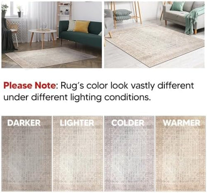 Keen Home Design 2x12 Rug - Machine Washable Runner Rug with Non-Slip Backing, Ideal for Hallway, Entryway, Kitchen, Laundry Room - Vintage, Easy Clean, Durable, Low Pile - (2'6" x 12')