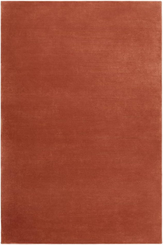 Hand-Tufted Wool Round Area Rug – Soft Premium Wool Carpet for Living Room, Bedroom & Home Décor – 8X8 ft| Brick Red – Durable, Non-Slip Backing, Handcrafted Rug