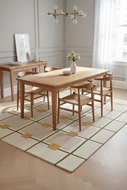 Greer Hand-Tufted Wool Rug - Elegant Taupe and Olive Geometric Pattern for Sophisticated Home Decor (5x7 Ft)
