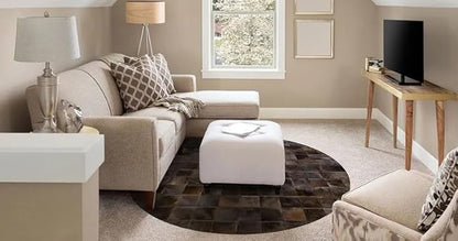 Round Area Rug – Soft Modern Carpet for Living Room, Bedroom, Entryway – Non-Slip Durable Floor Mat for Home Décor (Brown_3X3)