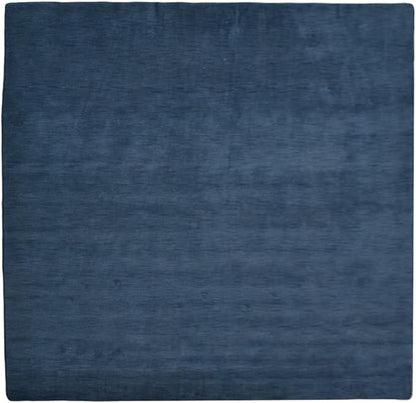 Hand Knotted Loom Wool ECO-Friendly Area Rugs - 6'x6', Square, Blue Color, Solid Plain Design, High Pile Thick Handmade Anti Skid Area Rugs for Living Room, Bed Room (L00111)