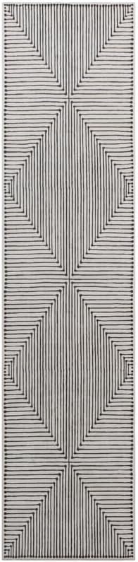 GLN Rugs Contemporary Collection - Machine Washable Area Rug, Contemporary Washable, Non Slip, Low Pile Chenille Rug, Living Room, Bedroom, Kitchen Rug (2'6" x 10' Black Beige)