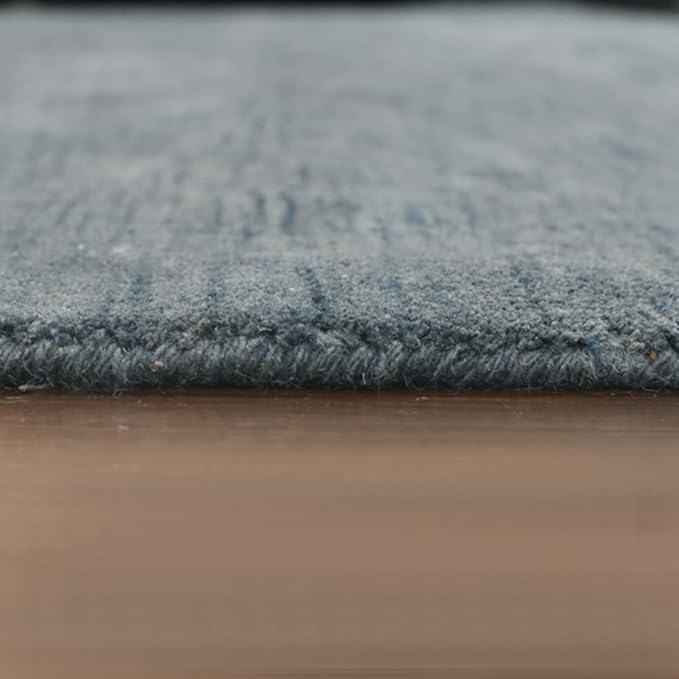 Hand Knotted Loom Wool ECO-Friendly Area Rugs - 10'x10', Octagon, Light Blue Color, Solid Plain Design, High Pile Handmade Anti Skid Area Rugs for Living Room, Bed Room (L00111)