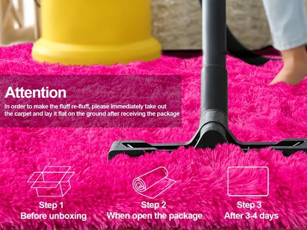 Large Fuzzy Rug 8x10 Feet Hot Pink Fluffy Rug for Living Room, Big Plush Non-Skid Shag Carpet, Soft Shaggy Rugs for Bedroom Indoor Modern Home Decor