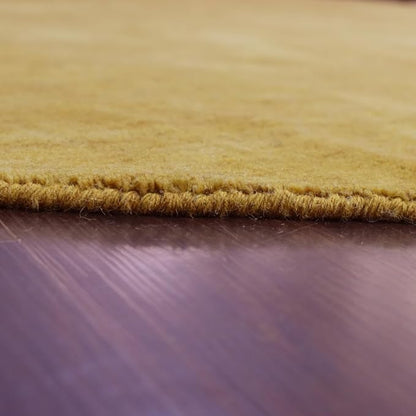 Hand Knotted Loom Wool ECO-Friendly Area Rugs - 6'x6', Round, Gold Color, Solid Plain Design, High Pile Thick Handmade Anti Skid Area Rugs for Living Room, Bed Room (L00111)