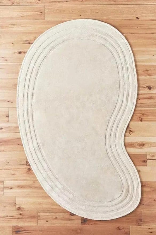 Irregular Shape Cream Rug - Ultra Soft & Durable Floor Covering - Perfect for Modern Home Décor (Multiple