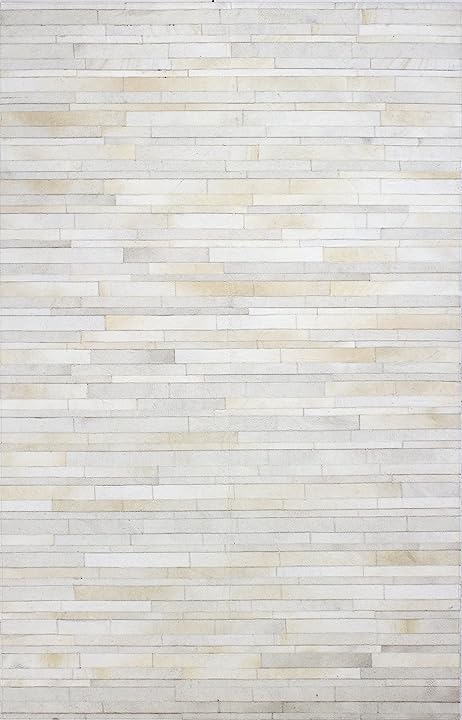 Cowhide Leather Rug for Living Room 9.9x14 Natural Leather Rug Modern Stripes Style Floor Carpet for Home Decor | Superior Indoor Area Rug, White