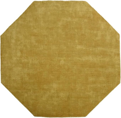 Hand Knotted Loom Wool ECO-Friendly Area Rugs - 6'x6', Octagon, Orange Color, Solid Plain Design, High Pile Thick Handmade Anti Skid Area Rugs for Living Room, Bed Room (L00111)