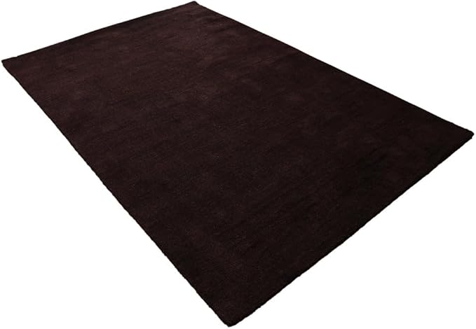 Hand Knotted Loom Wool ECO-Friendly Area Rugs - 6'7''x9'10'', Rectangle, Brown Color, Solid Plain Design, High Pile Thick Handmade Anti Skid Rugs for Living Room (L00111)