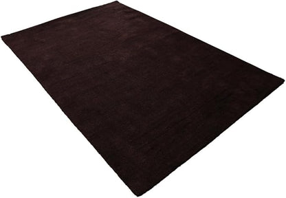 Hand Knotted Loom Wool ECO-Friendly Area Rugs - 6'7''x9'10'', Rectangle, Brown Color, Solid Plain Design, High Pile Thick Handmade Anti Skid Rugs for Living Room (L00111)
