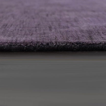 Hand Knotted Loom Wool ECO-Friendly Area Rugs - 6'x6', Octagon, Purple Color, Solid Plain Design, High Pile Thick Handmade Anti Skid Area Rugs for Living Room, Bed Room (L00111)