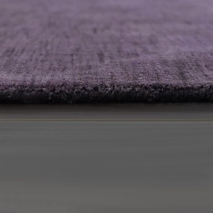 Hand Knotted Loom Wool ECO-Friendly Area Rugs - 10'x10', Octagon, Purple Color, Solid Plain Design, High Pile Handmade Anti Skid Area Rugs for Living Room, Bed Room (L00111)