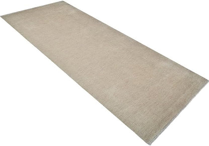Rugsotic Carpets Hand Knotted Loom Wool ECO-Friendly Area Rugs - 2'6"x8', Runner, Beige Color, Solid Plain Design, High Pile Thick Handmade Anti Skid Area Rugs for Living Room, Bed Room (L00111)