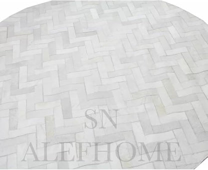 Sn Alef Home Soft Textured Round Rug | White & Grey Woven Carpet for Living Room Bedroom | Minimalist Handcrafted Circular Floor Mat for Home & Decor(Gray_8x8 ft)