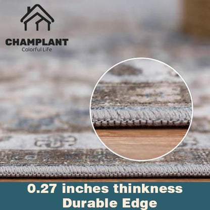 2'x3' Washable Area Rug Door Mat Vintage Doormat Indoor Entrance Traditional Thin Floral Print Non Slip Carpet for Kitchen Bathroom Bedroom Living Room