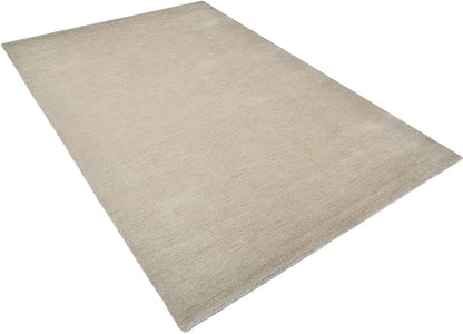 Hand Knotted Loom Wool ECO-Friendly Area Rugs - 5'x8', Rectangle, Beige Color, Solid Plain Design, High Pile Handmade Anti Skid Area Rugs for Living Room, Bed Room (L00111)