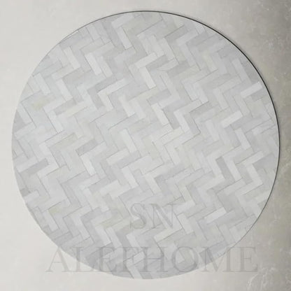 Sn Alef Home Soft Textured Round Rug | White & Grey Woven Carpet for Living Room Bedroom | Minimalist Handcrafted Circular Floor Mat for Home & Décor (Gray_4x4 ft)