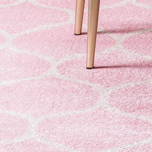 Rugs.com Lattice Frieze Collection Rug – 8' x 10' Light Pink Medium Rug Perfect for Living Rooms, Large Dining Rooms, Open Floorplans