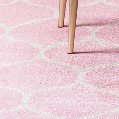 Rugs.com Lattice Frieze Collection Rug – 8' x 10' Light Pink Medium Rug Perfect for Living Rooms, Large Dining Rooms, Open Floorplans