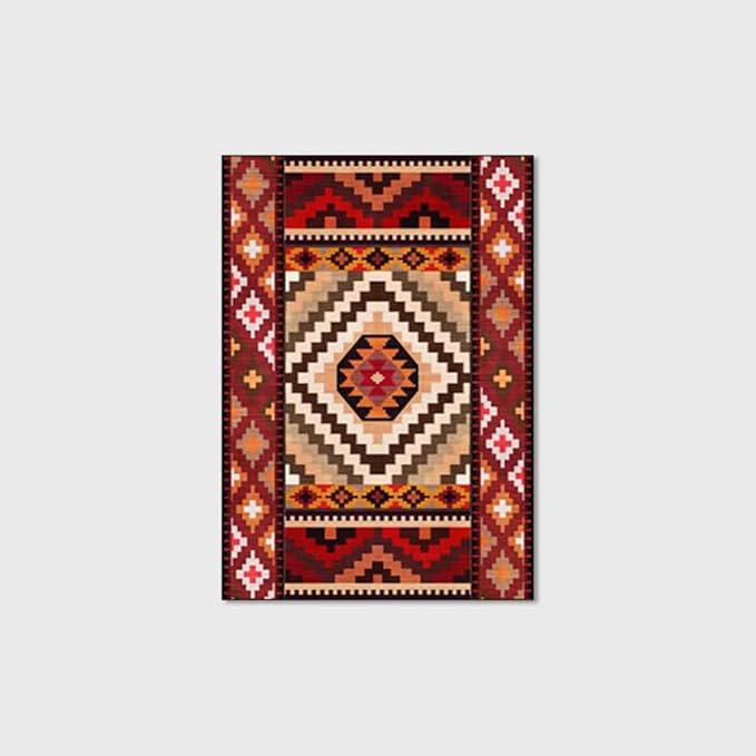 Vintage Boho Area Rugs Multicolor Ethnic Style Geometric Splicing Carpets Bedroom Living Room Kitchen Floor Mats Indoor Outdoor Non-Shedding Runner Rug Home Décor Carpet 2' X 8'