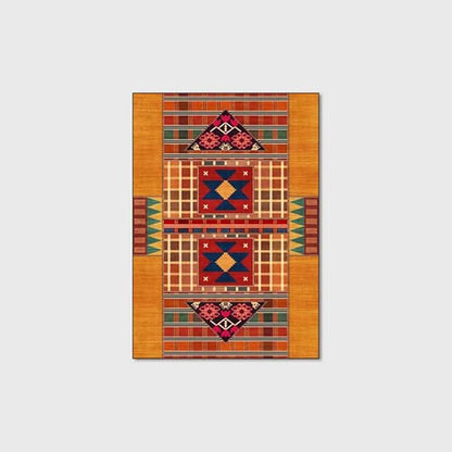 Vintage Boho Area Rugs Multicolor Ethnic Style Geometric Splicing Carpets Bedroom Living Room Kitchen Floor Mats Indoor Outdoor Non-Shedding Runner Rug Home Décor Carpet 5' X 6.5'