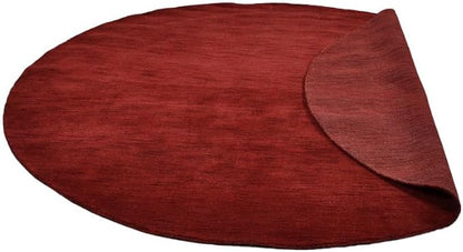 Hand Knotted Loom Wool ECO-Friendly Area Rugs - 6'x6', Round, Red Color, Solid Plain Design, High Pile Thick Handmade Anti Skid Area Rugs for Living Room, Bed Room (L00111)