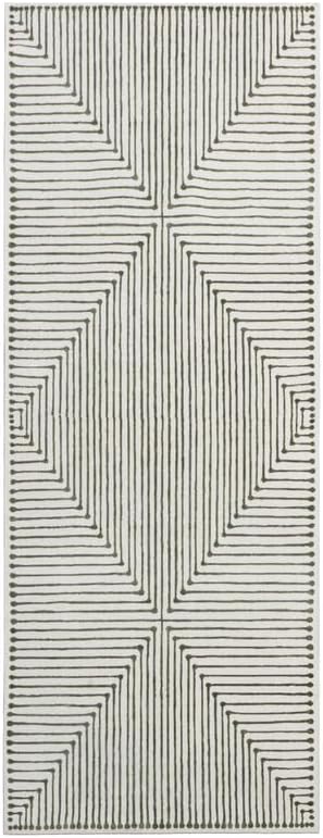GLN Rugs Contemporary Collection - Machine Washable Area Rug, Contemporary Washable, Non Slip, Low Pile Chenille Rug, Living Room, Bedroom, Kitchen Rug (2'6" x 7' Green Beige)