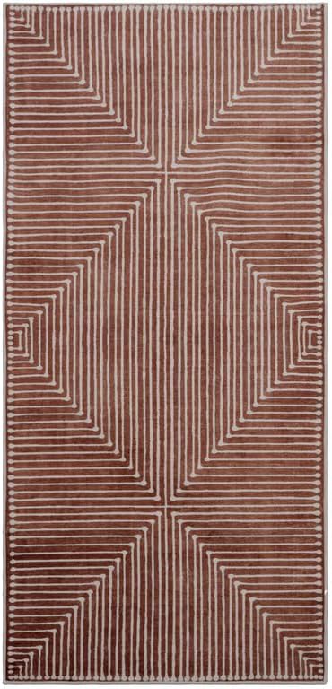 GLN Rugs Contemporary Collection - Machine Washable Area Rug, Contemporary Washable, Non Slip, Low Pile Chenille Rug, Living Room, Bedroom, Kitchen Rug (2'6" x 7' Beige Orange)