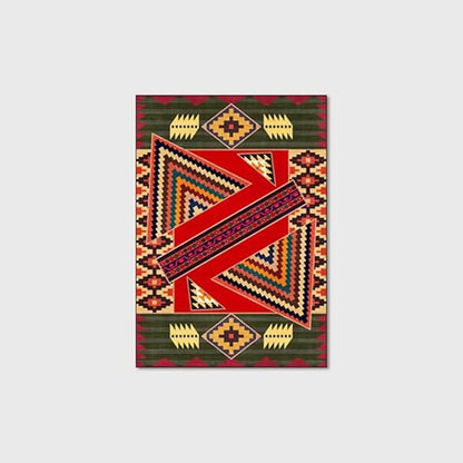 Vintage Boho Area Rugs Multicolor Ethnic Style Geometric Splicing Carpets Bedroom Living Room Kitchen Floor Mats Indoor Outdoor Non-Shedding Runner Rug Home Décor Carpet 4' X 6.5'