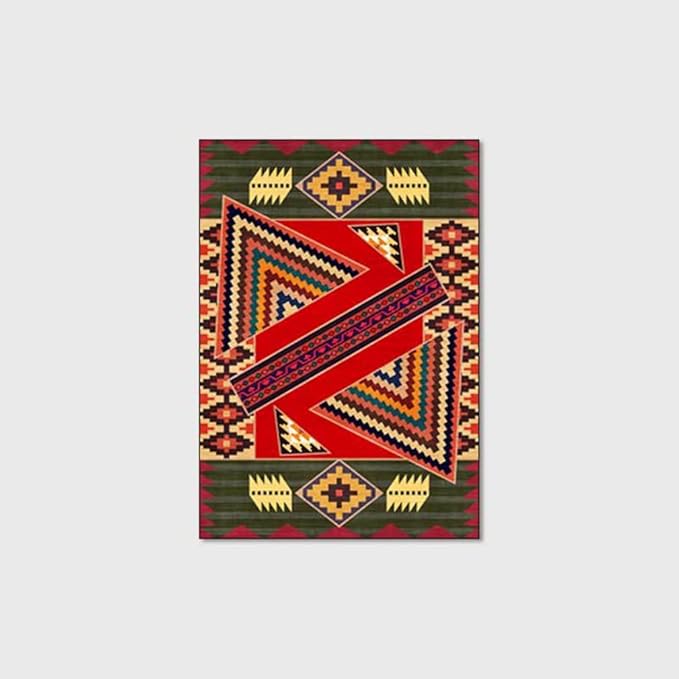 Vintage Boho Area Rugs Multicolor Ethnic Style Geometric Splicing Carpets Bedroom Living Room Kitchen Floor Mats Indoor Outdoor Non-Shedding Runner Rug Home Décor Carpet 3.2' X 5.2'