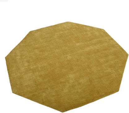 Hand Knotted Loom Wool ECO-Friendly Area Rugs - 6'x6', Octagon, Orange Color, Solid Plain Design, High Pile Thick Handmade Anti Skid Area Rugs for Living Room, Bed Room (L00111)