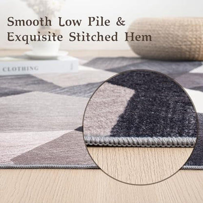 HOMFINE Washable Modern Area Rug - Geometric Style 9x12 Rugs for Living Room, Bedroom, Machine Washable Rug Soft Non Slip Non Shedding Area Rug - Green, 9'x12'