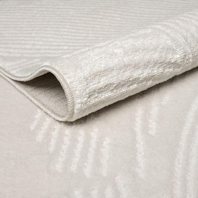 Abani Zen 8' x 10' Cream Rug – Neutral Brush Stroke Sandbrush Design, Large Soft Area Rug for Living Room & Bedroom, Durable & Easy to Clean