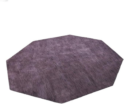 Hand Knotted Loom Wool ECO-Friendly Area Rugs - 8'x8', Octagon, Purple Color, Solid Plain Design, High Pile Thick Handmade Anti Skid Area Rugs for Living Room, Bed Room (L00111)