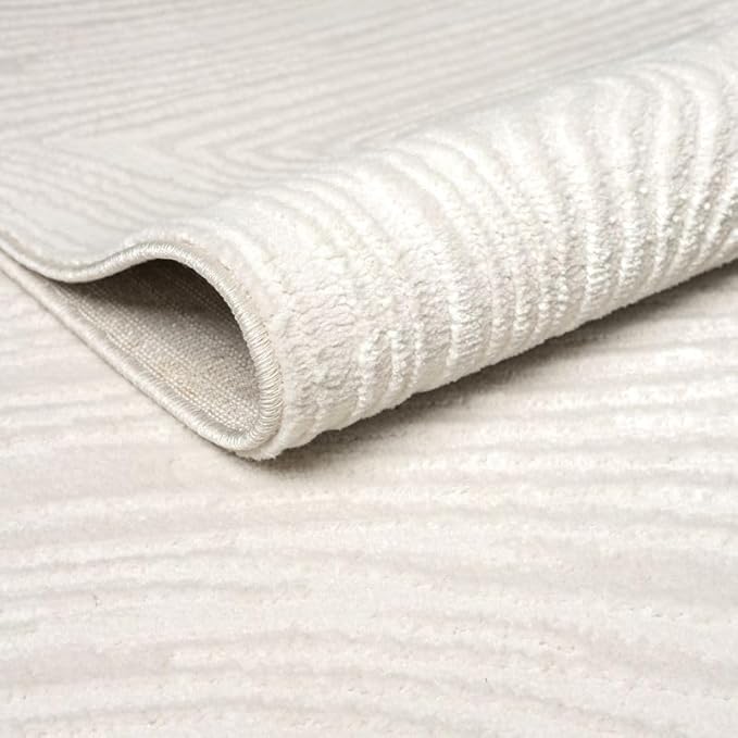 Abani Zen 5' x 8' Cream Rug – Neutral Layered Wavy Borders Pattern, Soft Area Rug for Living Room & Bedroom, Durable & Easy to Clean