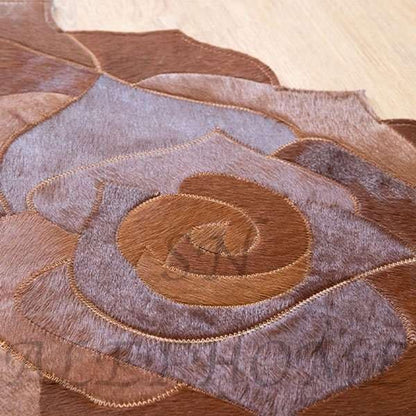Round Floral Area Rug – Elegant Textured Rose Design – Soft Decorative Circle Mat with Non-Slip Backing for Living Room, Bedroom, Nursery, or Entryway(Brown_5x5 ft)