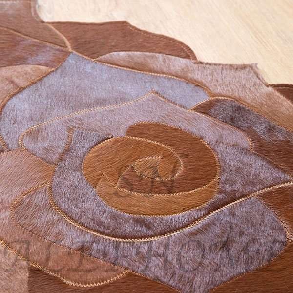 Round Floral Area Rug – Elegant Textured Rose Design – Soft Decorative Circle Mat with Non-Slip Backing for Living Room, Bedroom, Nursery, or Entryway (Brown_3x3 ft)