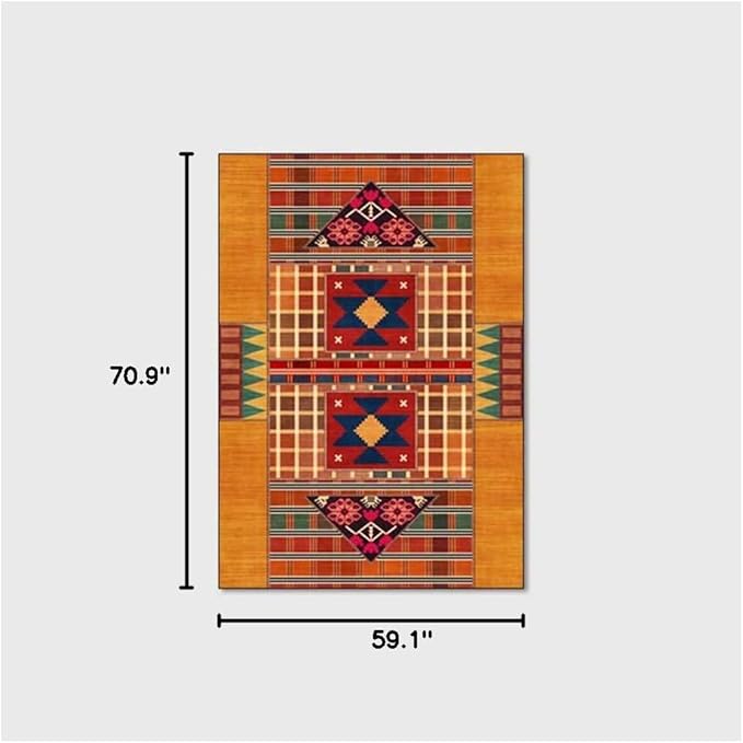 Vintage Boho Area Rugs Multicolor Ethnic Style Geometric Splicing Carpets Bedroom Living Room Kitchen Floor Mats Indoor Outdoor Non-Shedding Runner Rug Home Décor Carpet 5' X 6'