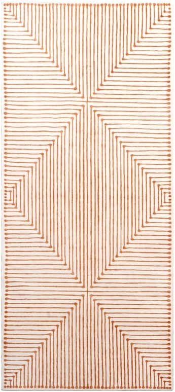 GLN Rugs Contemporary Collection - Machine Washable Area Rug, Contemporary Washable, Non Slip, Low Pile Chenille Rug, Living Room, Bedroom, Kitchen Rug (2'6" x 7' Orange Beige)