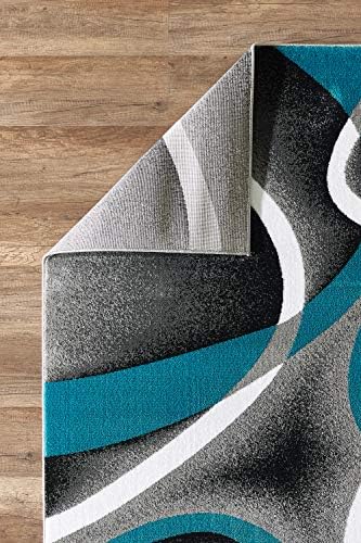 GLORY RUGS Modern Area Rug 5x7 Turquoise Swirls Carpet Bedroom Living Room Contemporary Dining Accent