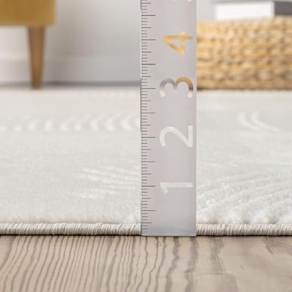 Abani Zen 8' x 10' Cream Rug – Neutral Brush Stroke Sandbrush Design, Large Soft Area Rug for Living Room & Bedroom, Durable & Easy to Clean