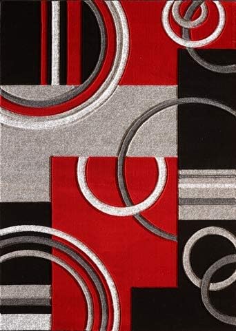 GLORY RUGS Area Rug 2x3 Door Mat Red Geometric Soft Floor Carpet with Premium Fluffy Texture for Indoor Living Dining Room and Bedroom Area