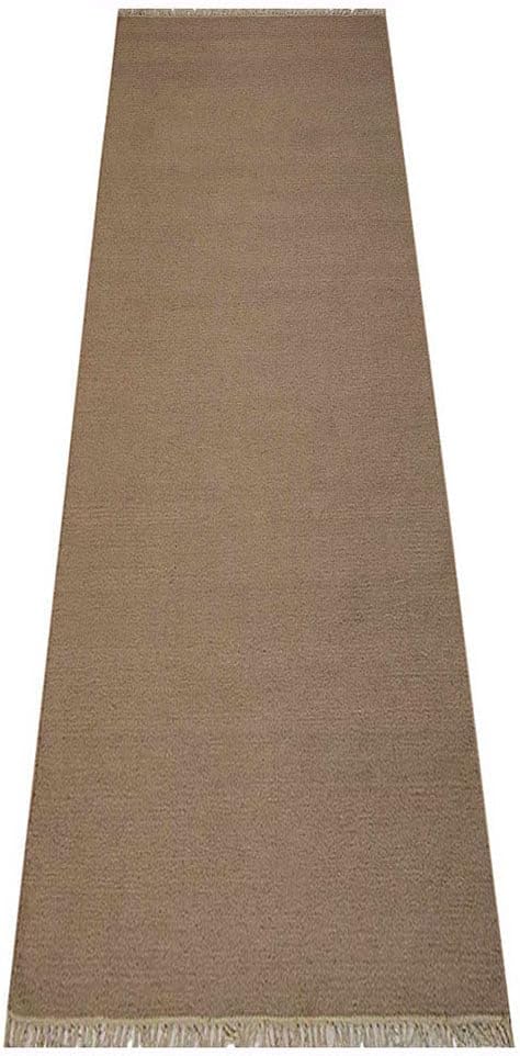 Rugsotic Carpets Hand Woven Flat Weave Kilim Wool ECO-Friendly Area Rugs - 2'6''x10', Runner Shape, Cream Color, Solid Plain Design, Low Pile Handmade Rugs for Living Room, Bed Room (D00111)